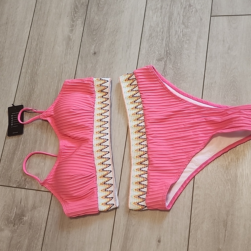 Pink 2 piece high waisted swimsuit NWT